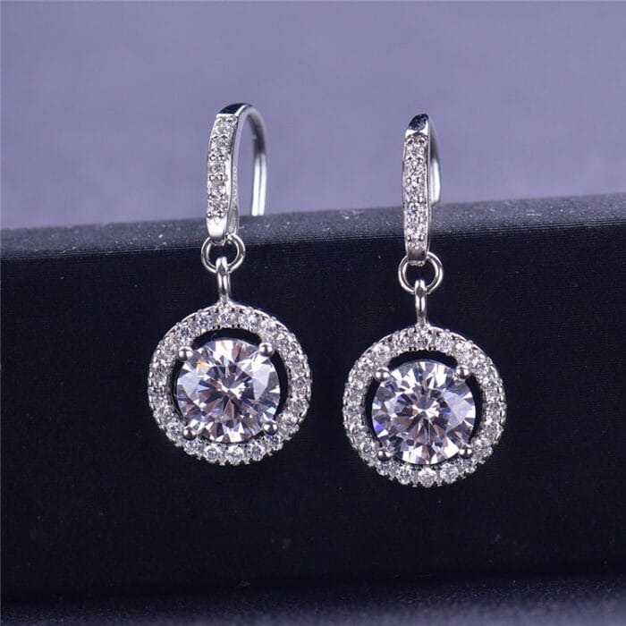 1 Karat 925 Silver Moissanite Ear Studs – Elegant Women'S Jewelry